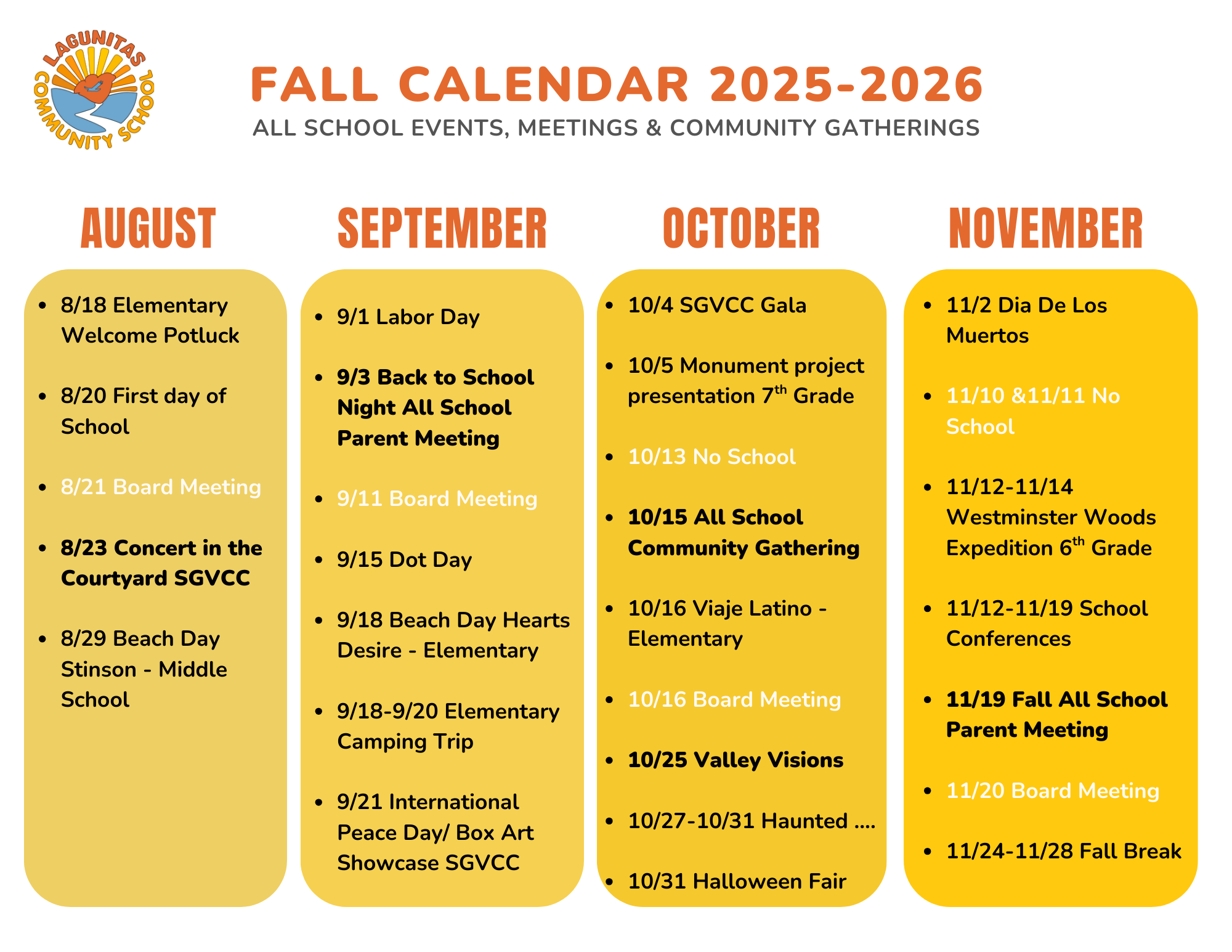 fall calendar 2025