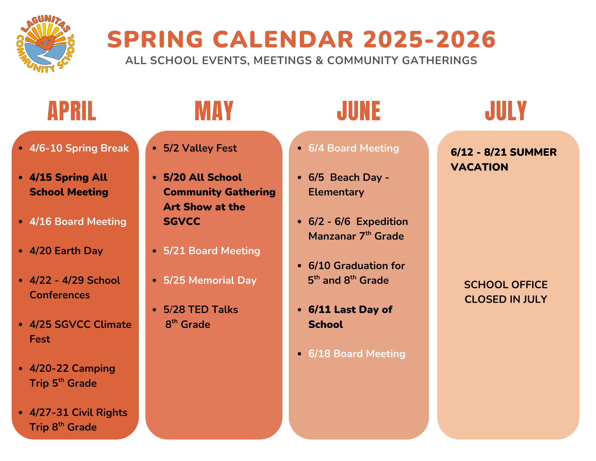 spring calendar 2026