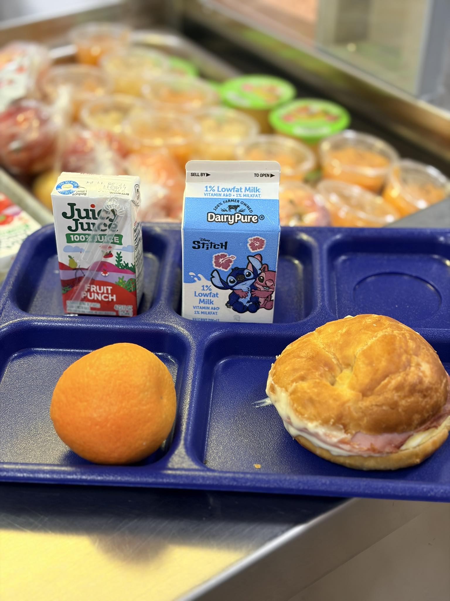 tray with breakfast sandwich