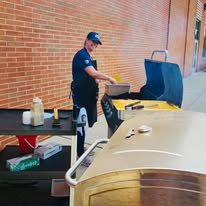 grilling steaks outside