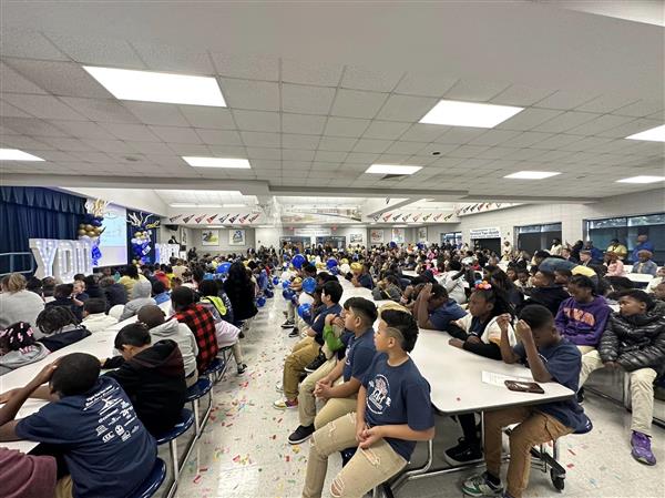 Students sitting on tables