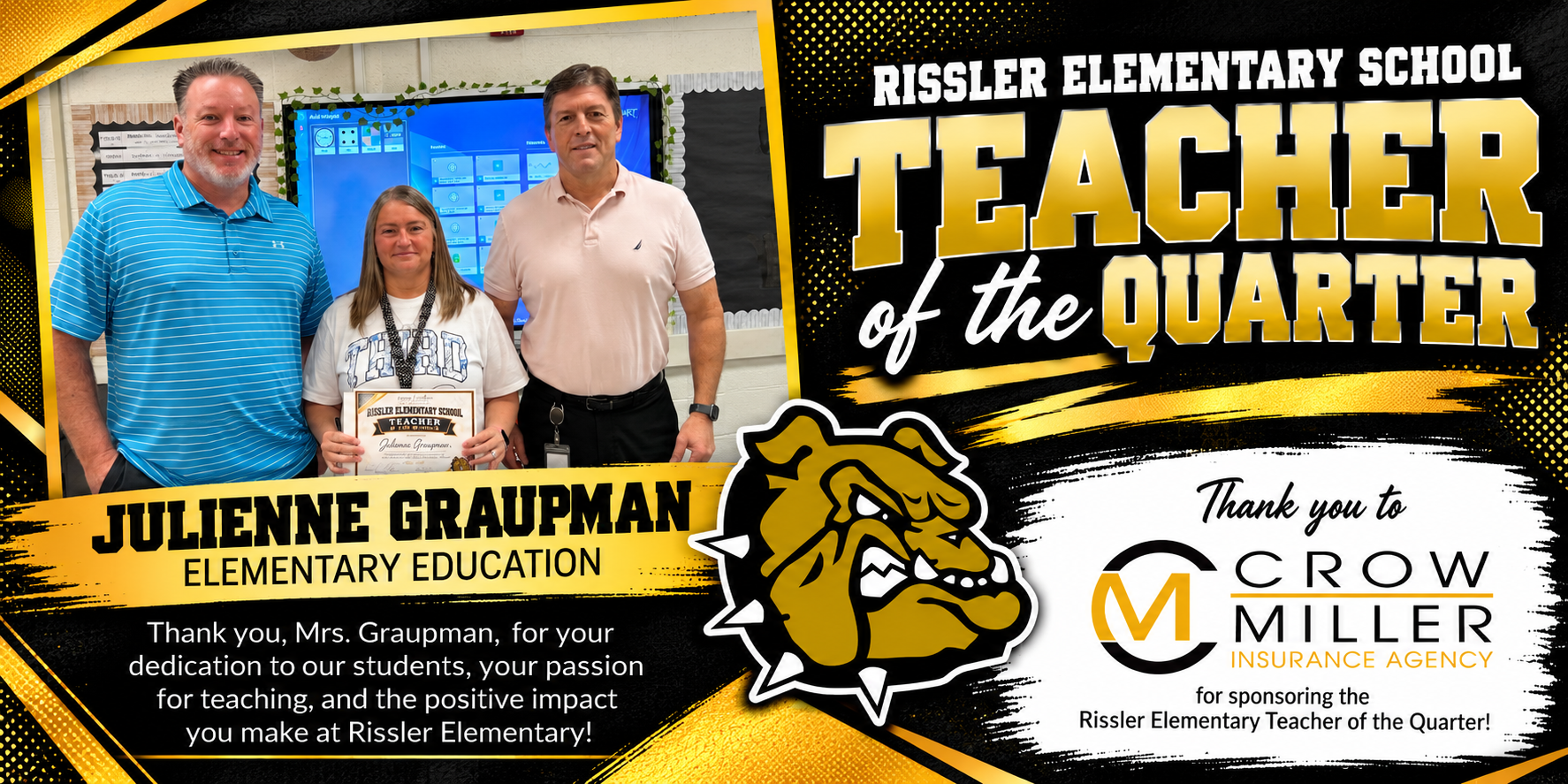 Mrs. Graupman Teacher of the Quarter 