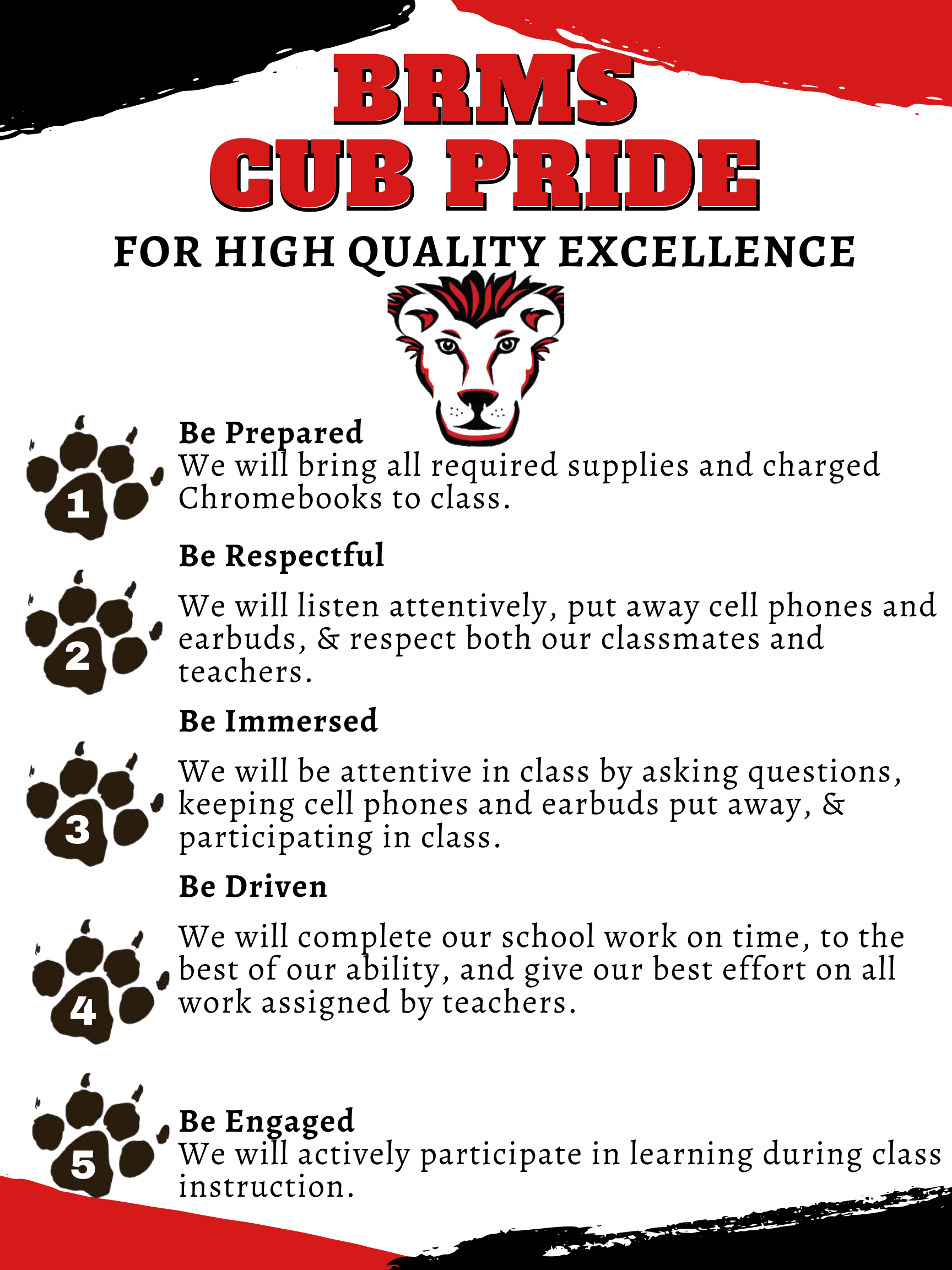 BRMS Cub Pride Student Expectations