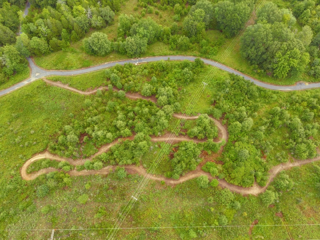 drone's eye view of a trails system