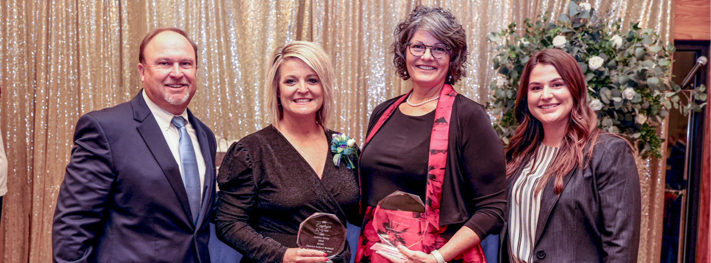 Left to right: Superintendent Ronnie Gray, District Employee of the Year Ashley Kirby, District Teacher of the Year Karen Braun and Suwannee Education Foundation Executive Director Hallie Tillman