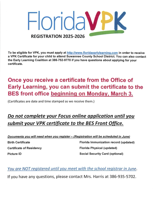 BES - VPK Registration