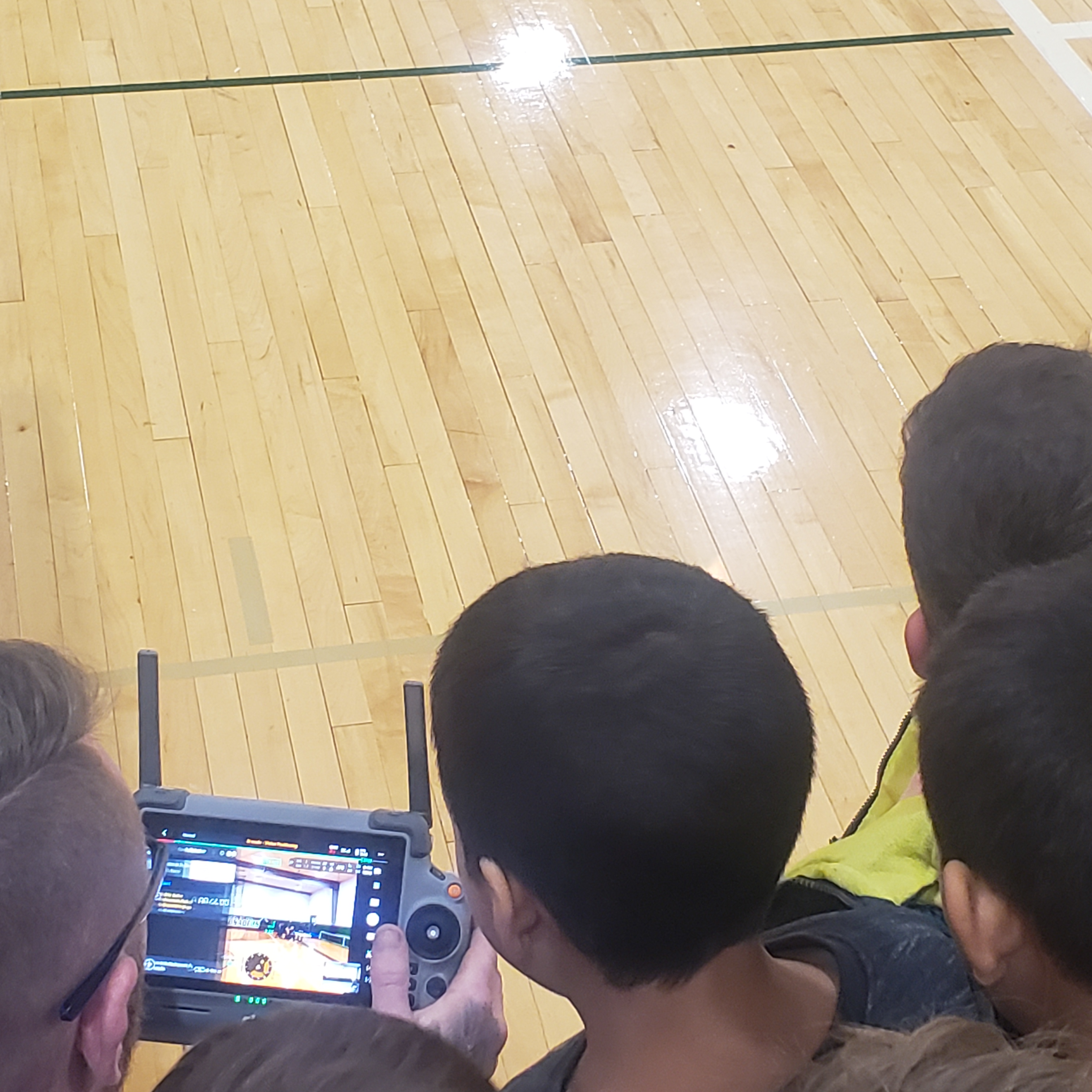 students trying out drones