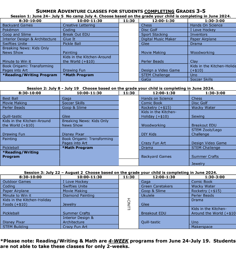 Class Schedules