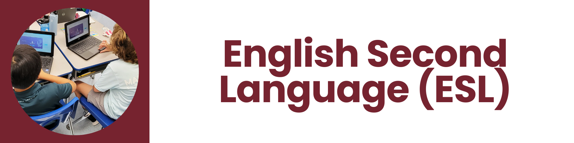 ESL English Second Language on the right and a photo on the left