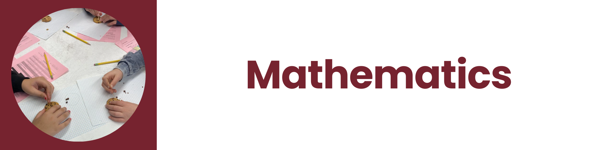 The word Mathematics on the right and a photo on the left