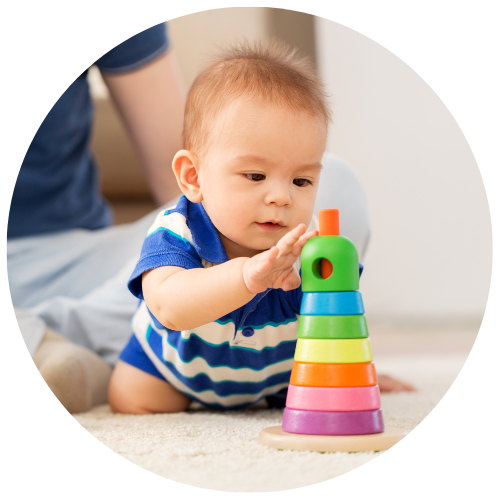 Baby playing with a toy