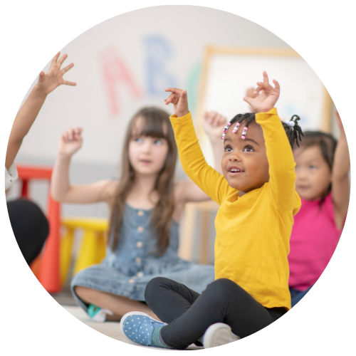 Kids raising their hands