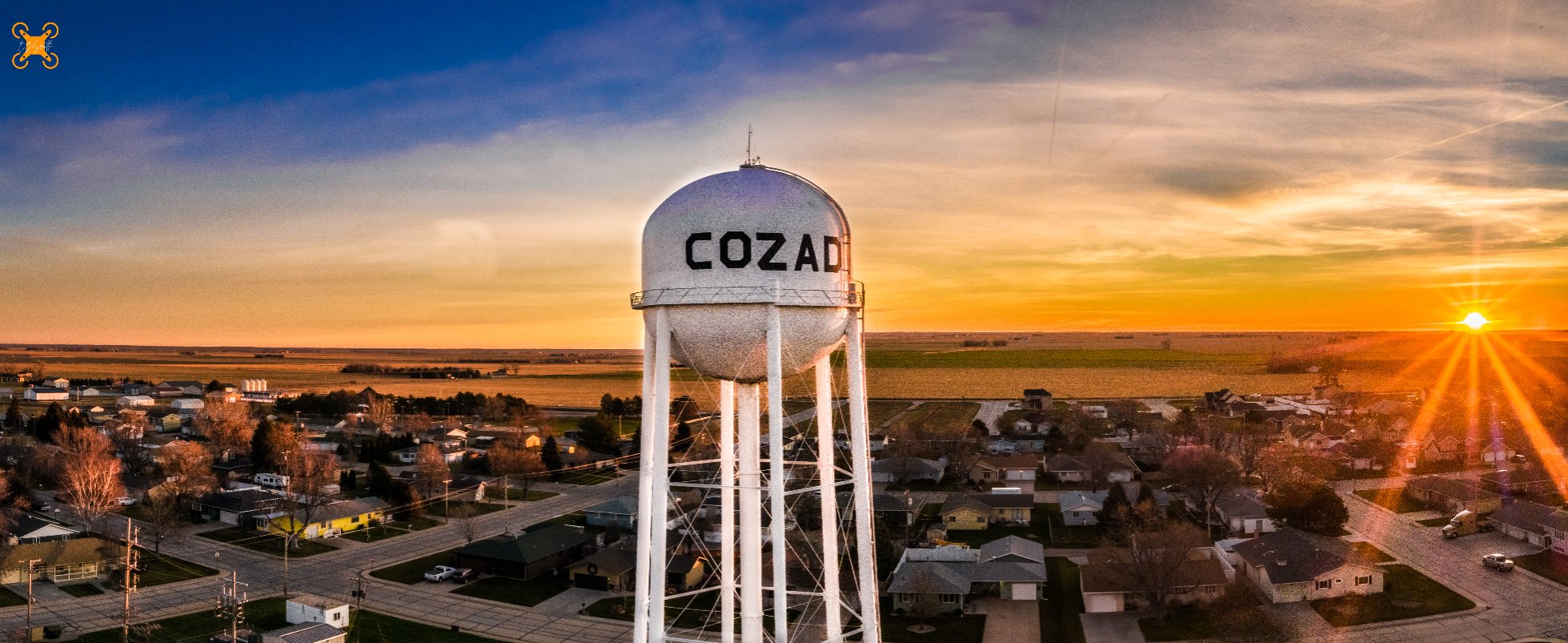 Cozad Water Tower photo with Sunrise