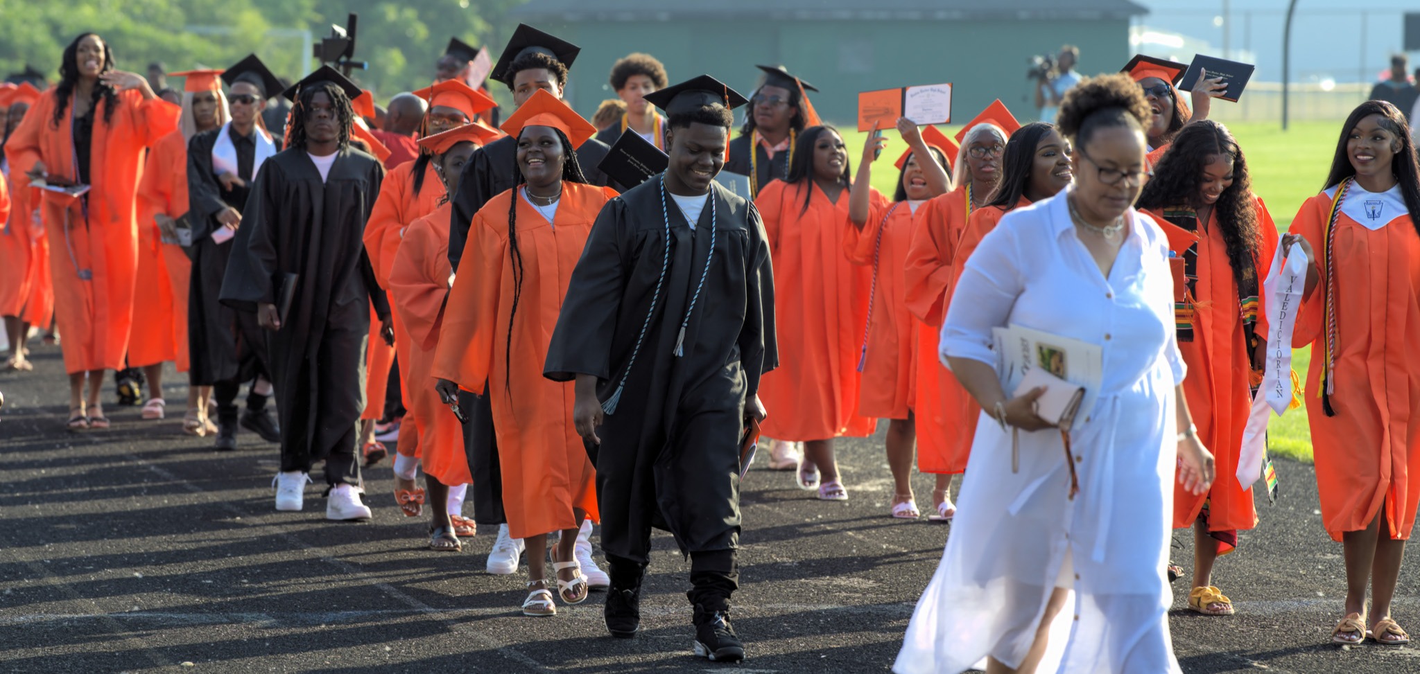 Graduates walking on the track