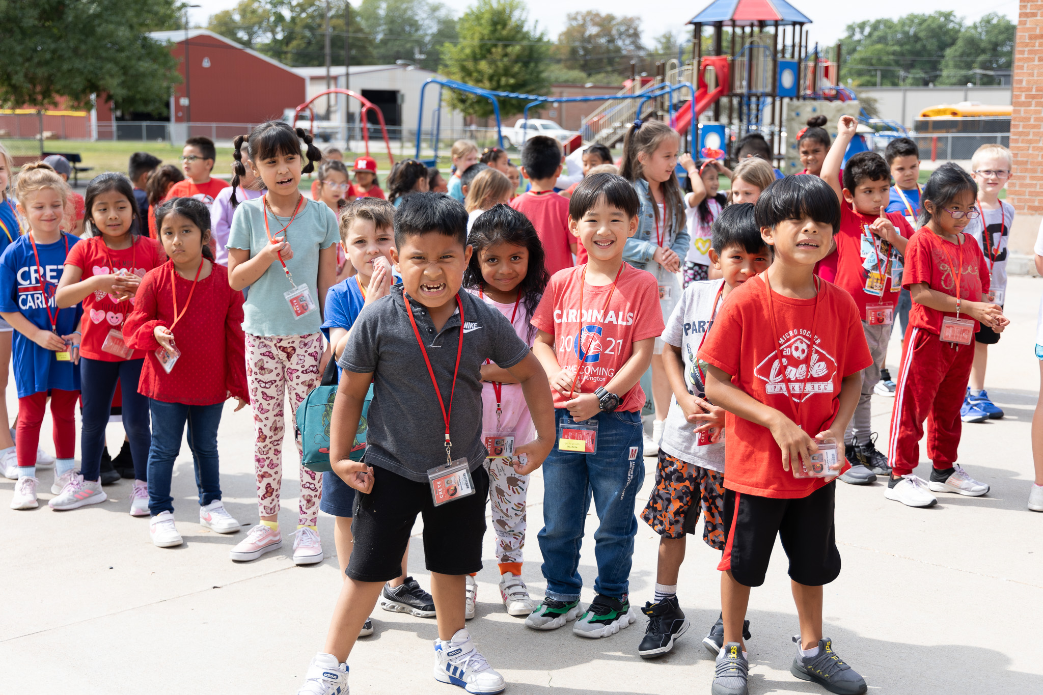 students lining up for lunch