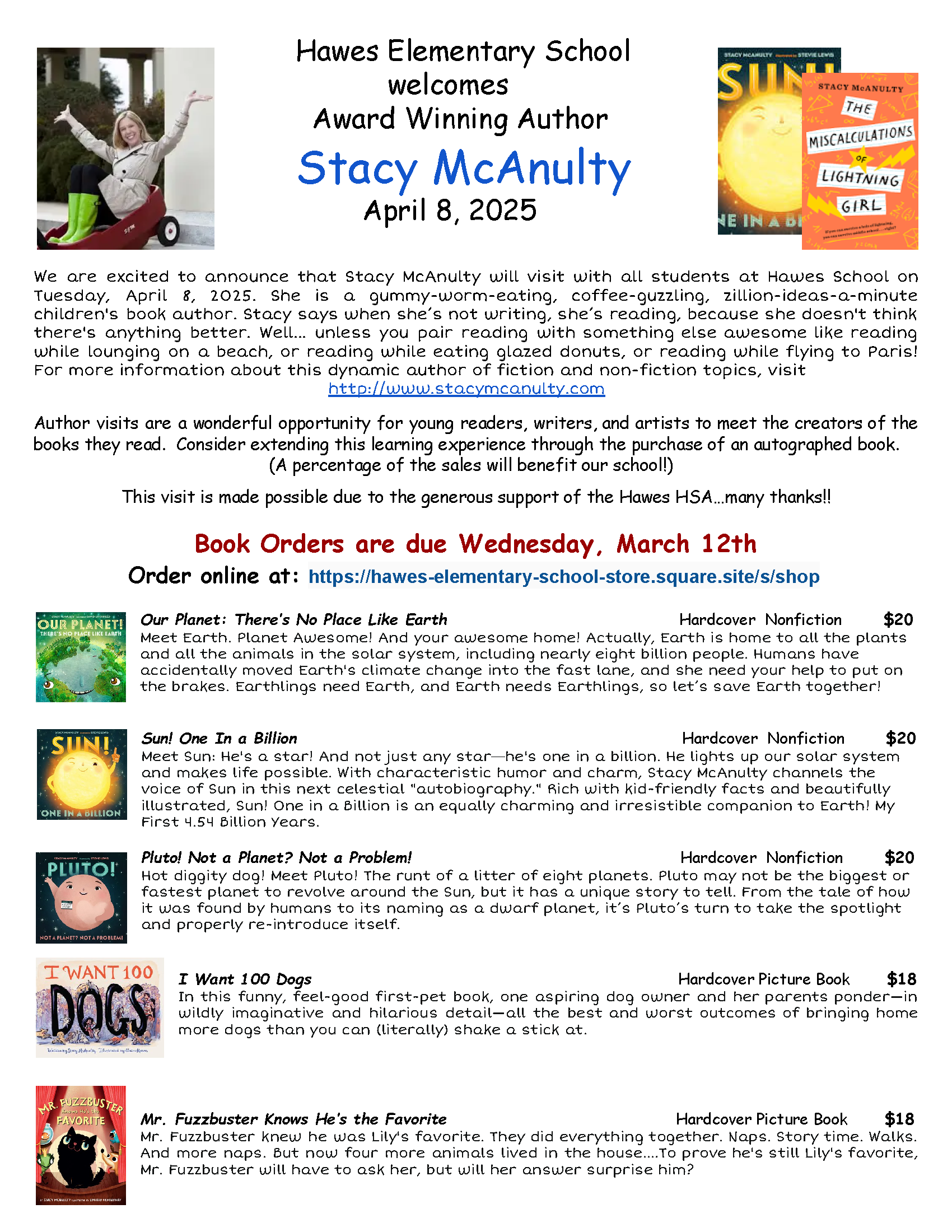 Author Visit - Stacy McNulty - April 8,  2025