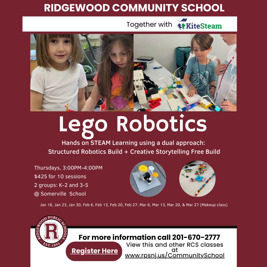 Lego Robotics for K-2 and 3-5 - Starts January 16th Lego Robotics for K-2 and 3-5 - Starts January 16th 