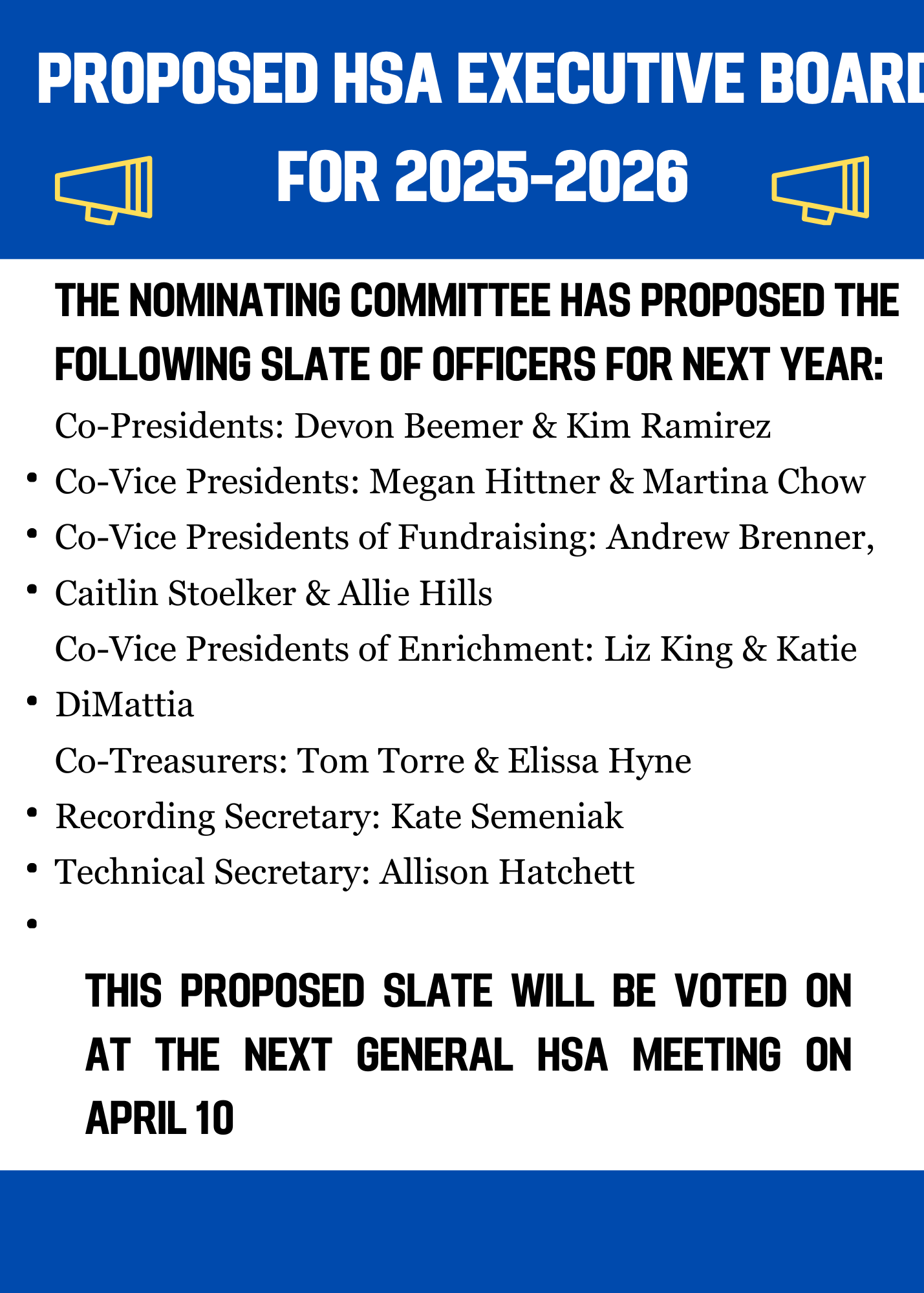 Proposed 25-26  HSA Board