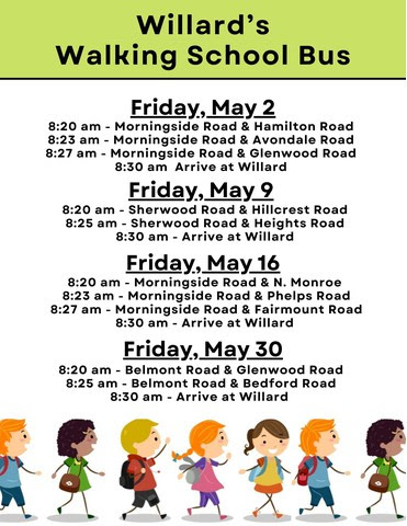 Walking school bus schedule