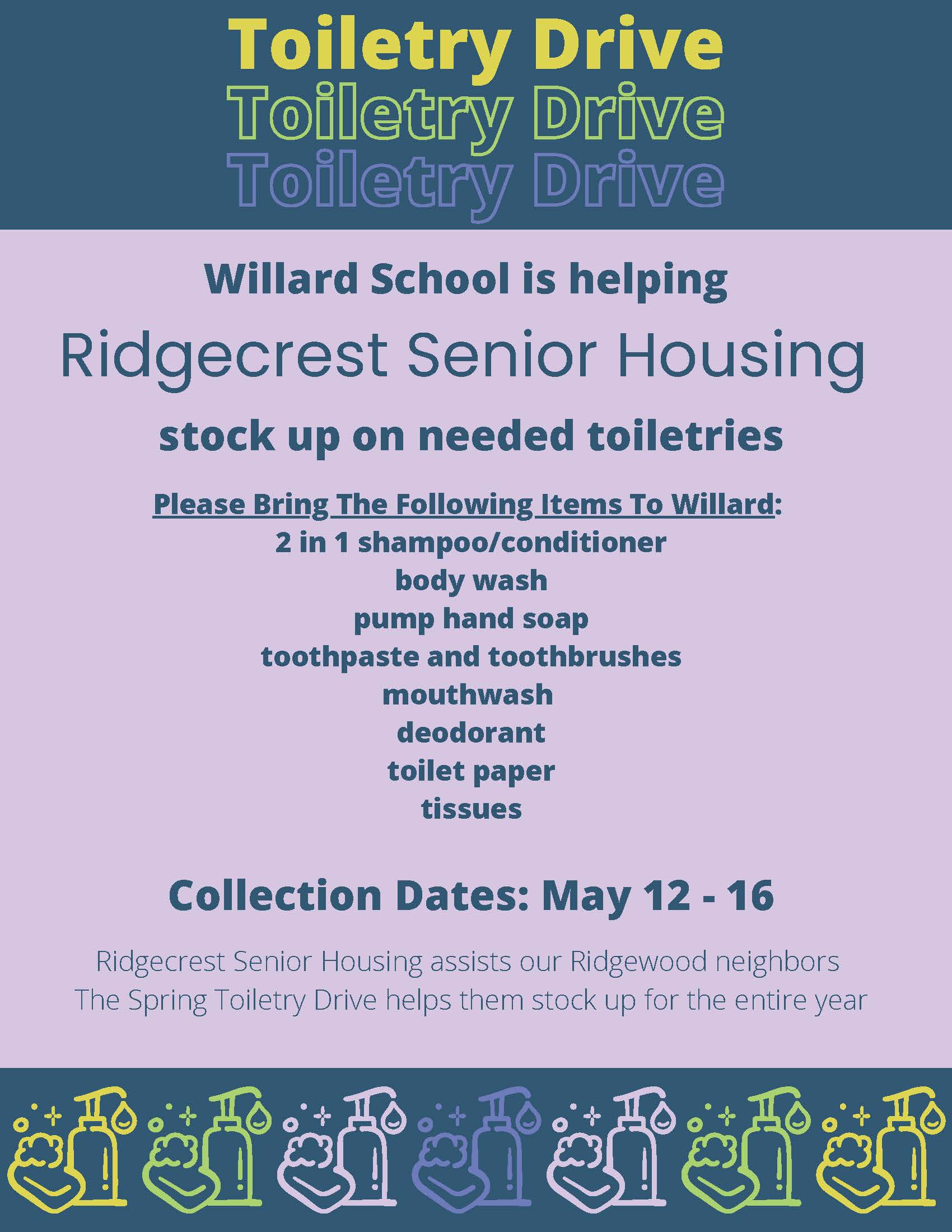 Toiletry drive flyer