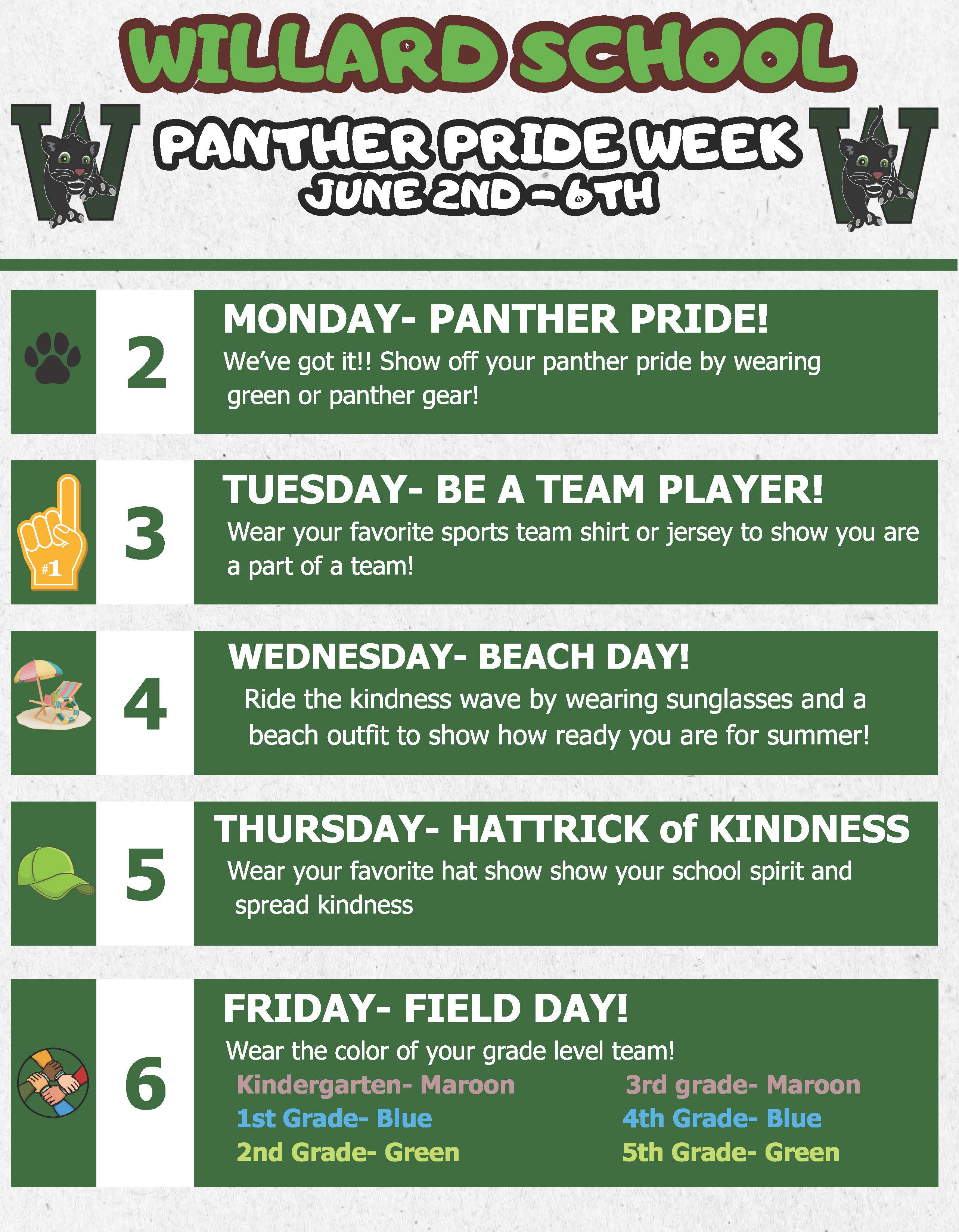 Panther Pride week flyer