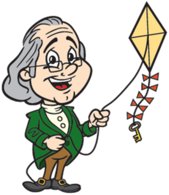 Benjamin Franklin with kite