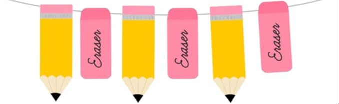 pencils and erasers