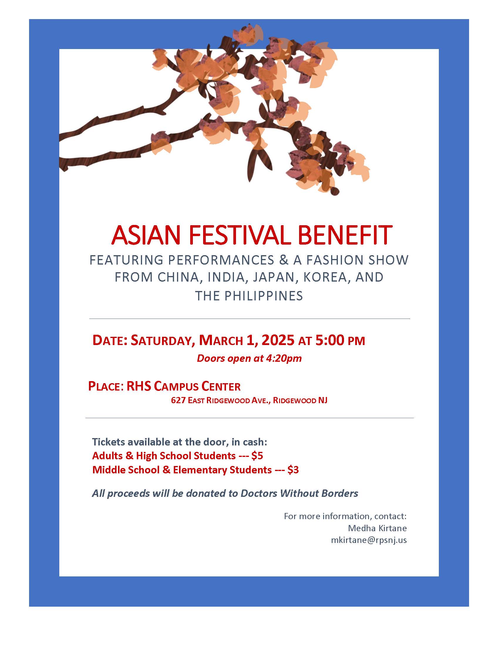 Asian Festival is March 1st at 5pm