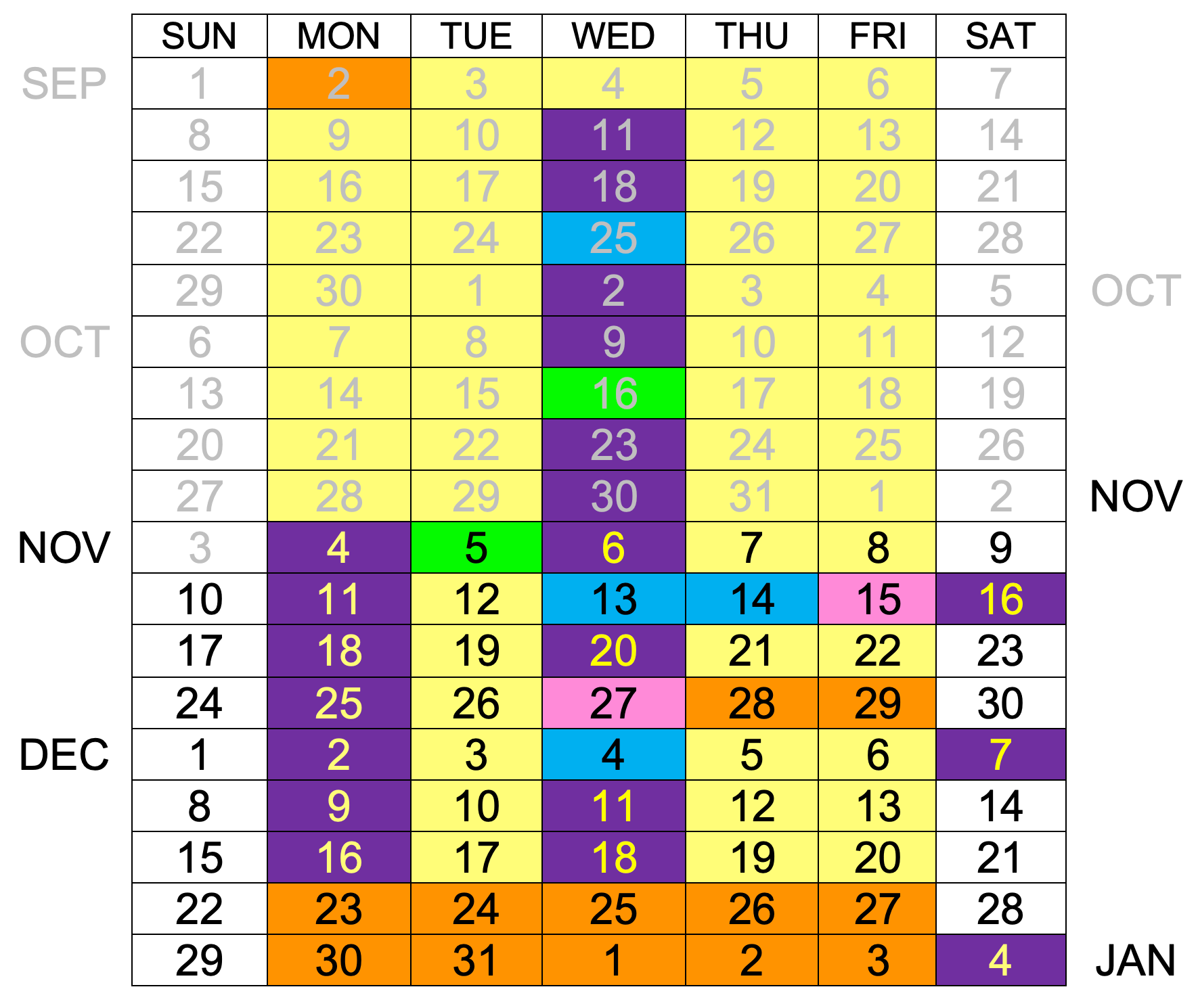 Fall 2024 Robotics Calendar 