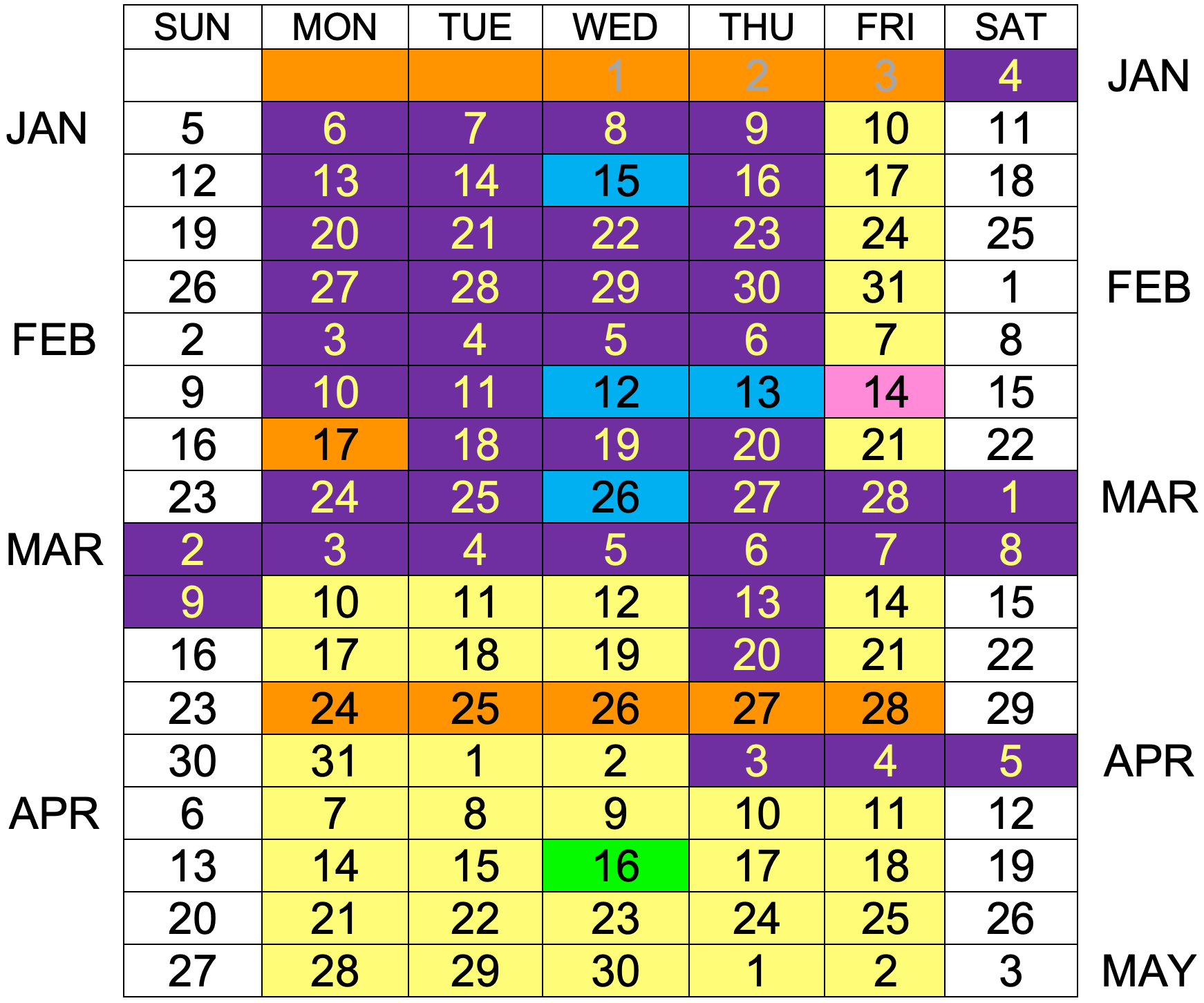 Winter 2025 Robotics Calendar 