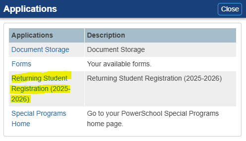 Infosnap Returning Registration