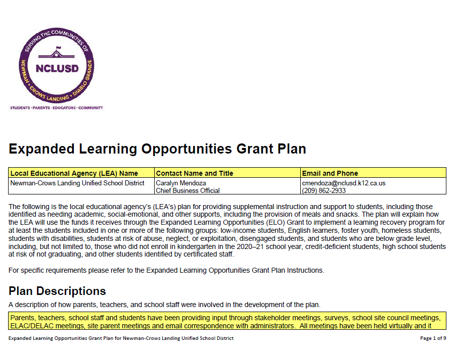 Link to ELO Grant Plan PDF