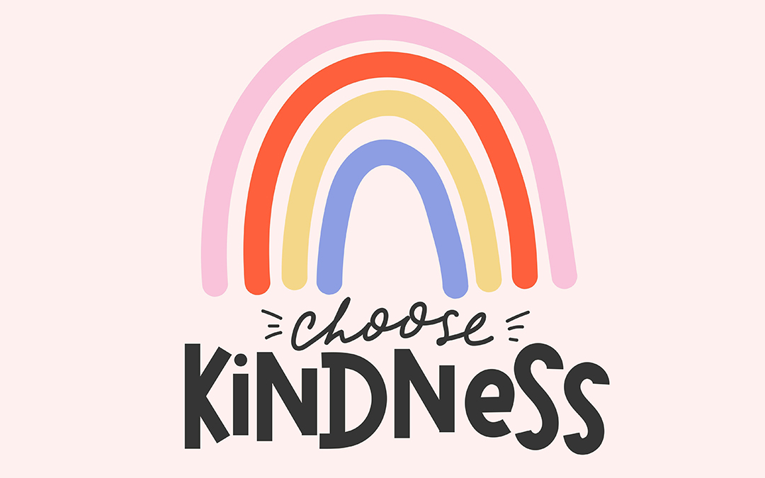 A picture of a rainbow that says choose kindness.