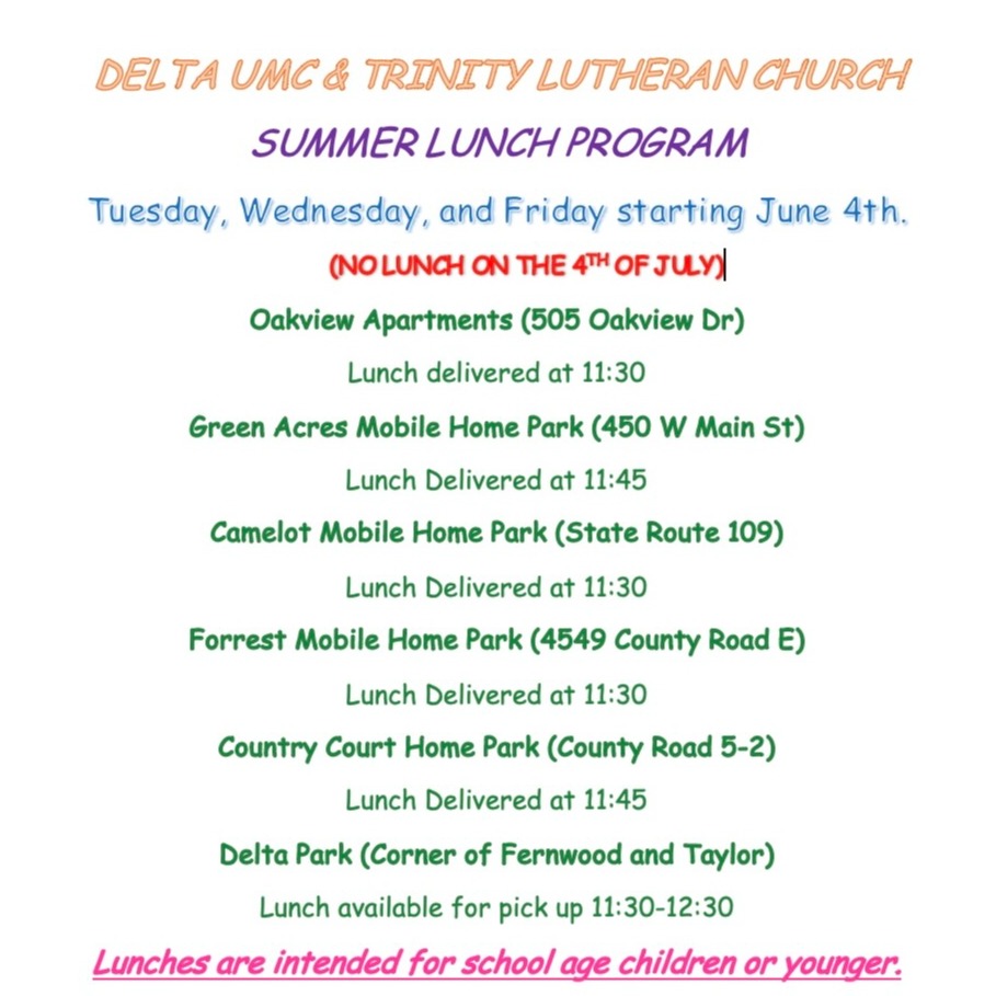 Summer Lunch Program Flyer