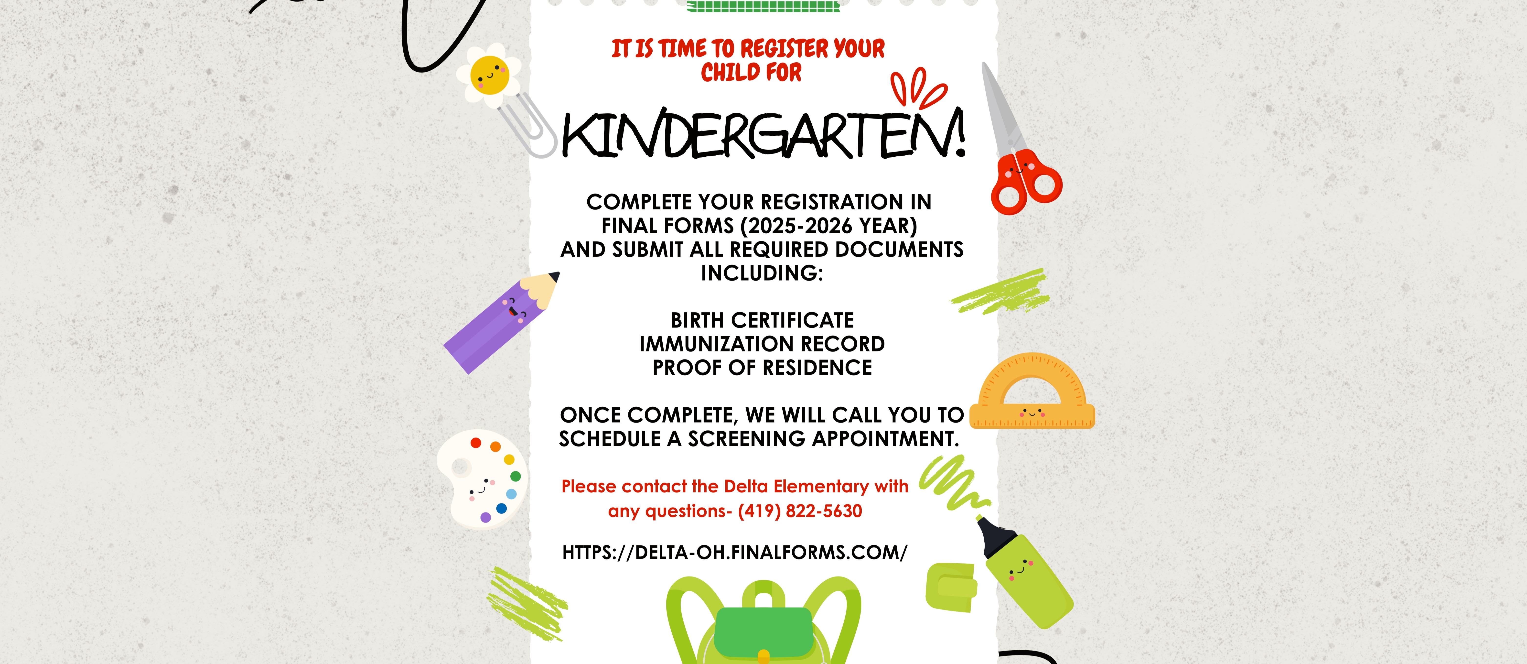Kindergarten registration information
