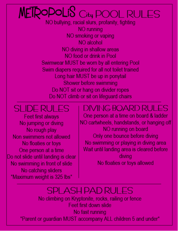 pool rules info