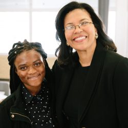 DPS student Lumiere Sidonie with Colorado Department of Higher Education Executive Director Dr. Kim Hunter Reed at a student panel roundtable discussion.