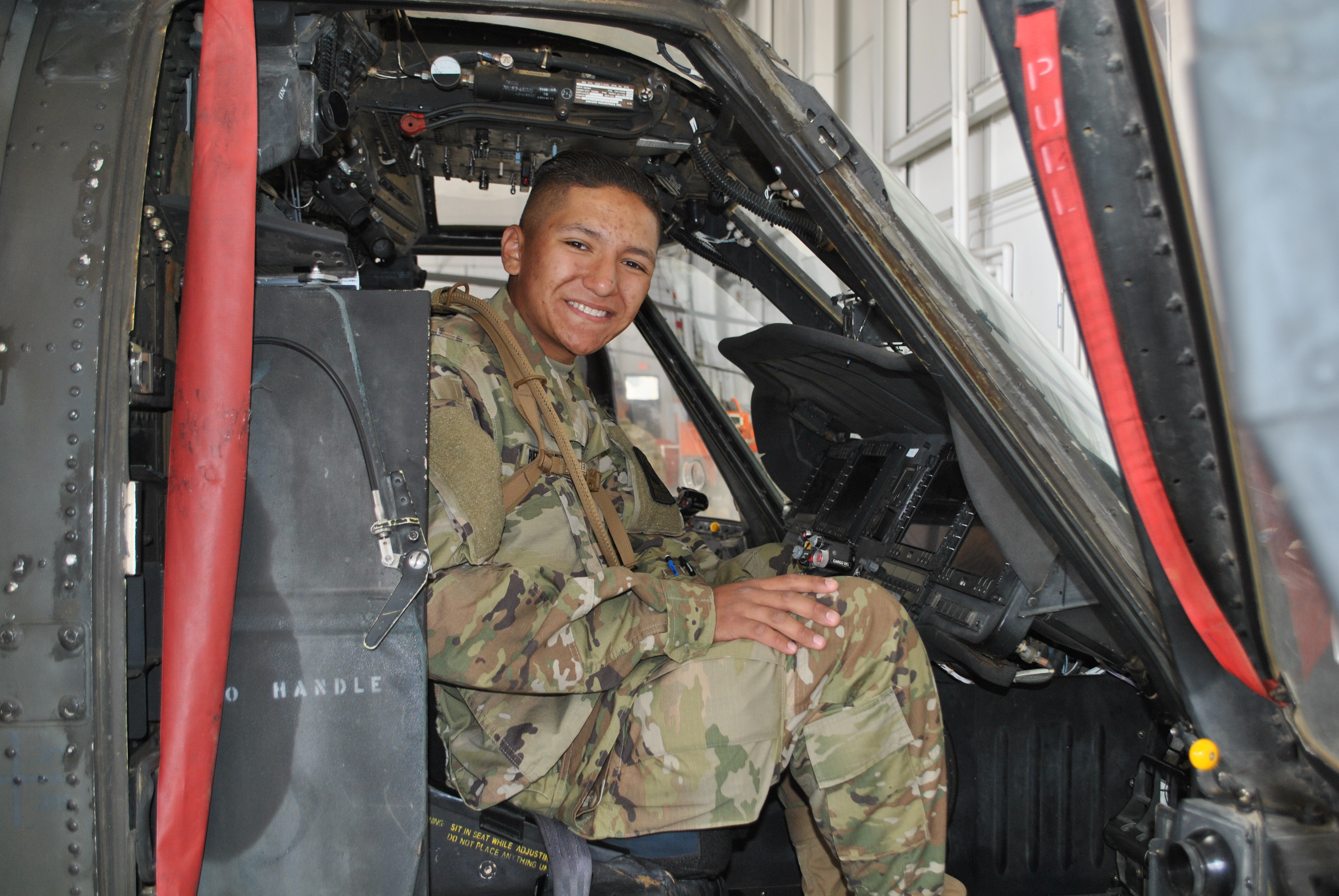 JROTC student in helicopter