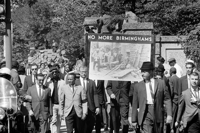 A march held in memory of the four girls killed in the bombing of the 16th Street Baptist Church in Birmingham, Alabama; the march was sponsored by the Congress of Racial Equality and was held in Washington, D.C., in 1963. Image from Brittanica.