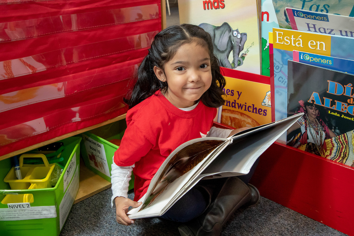 Child reading book