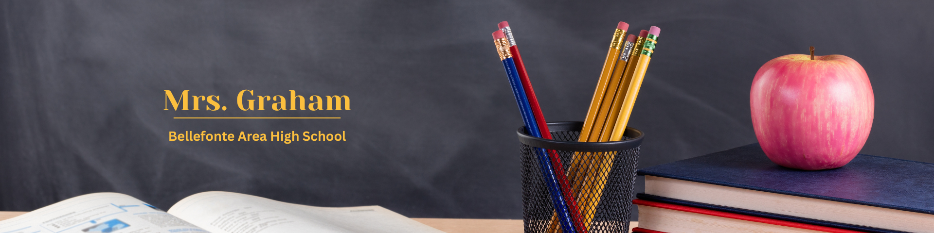 Pencil and apple banner