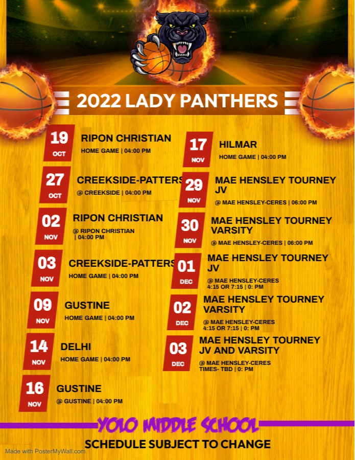 Lady Panthers Schedule Poster