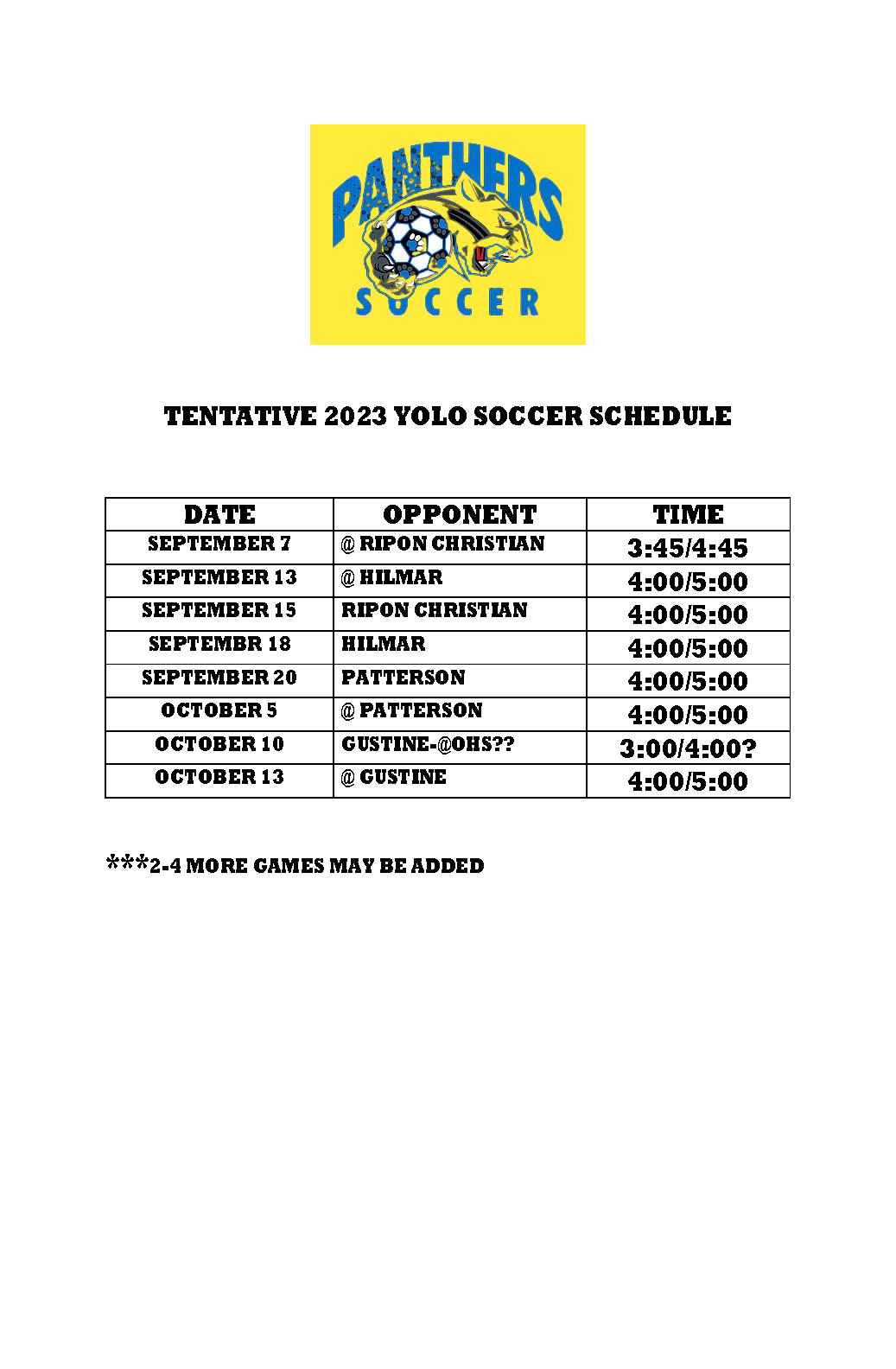 YMS Soccer Schedule- link to PDF
