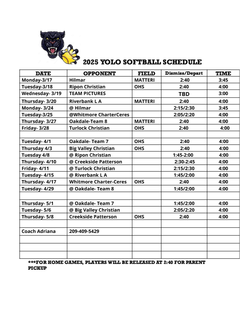 Yolo Softball Schedule-link to PDF