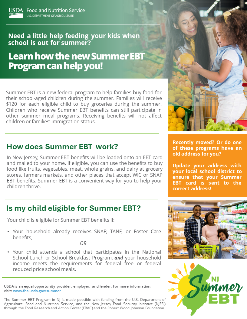 NJDA Summer EBT Info