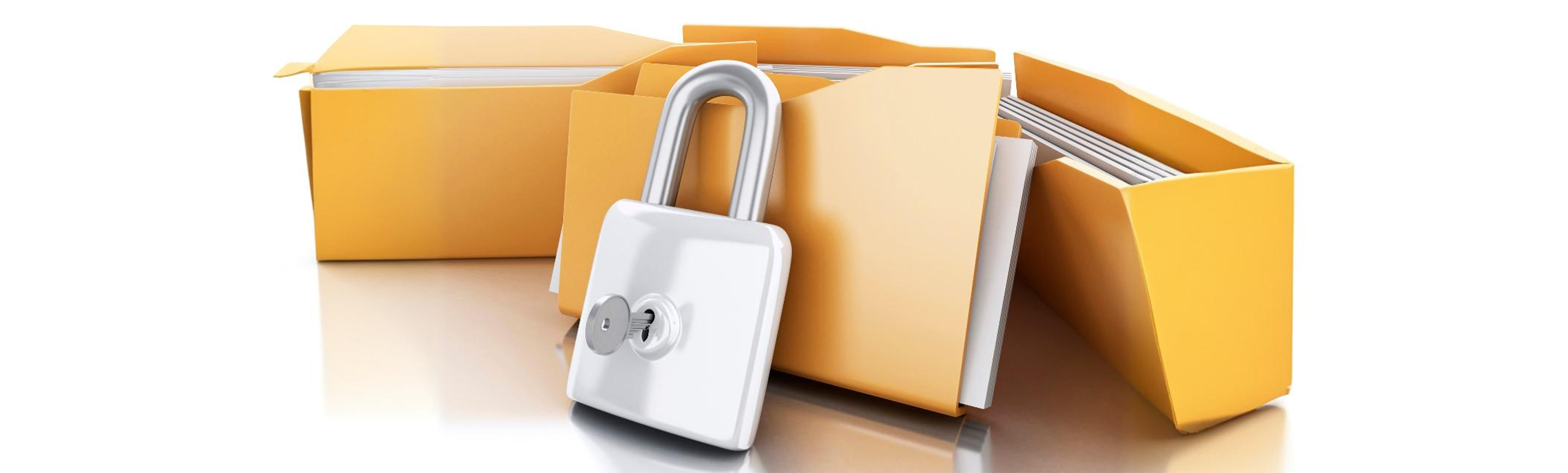 Lock in front of file folders