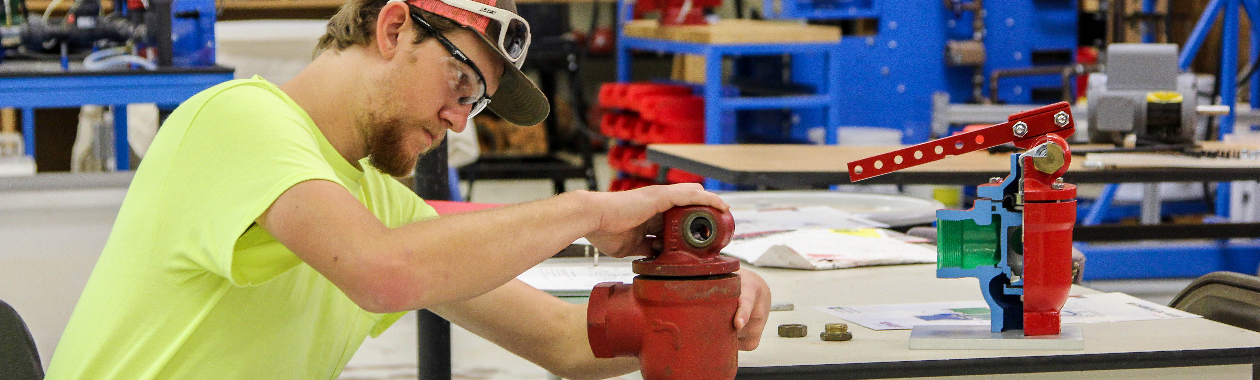Student working on pump