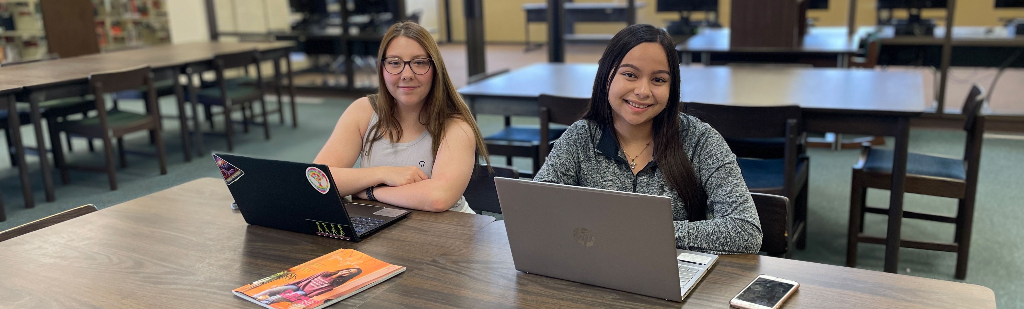 Students working on laptops