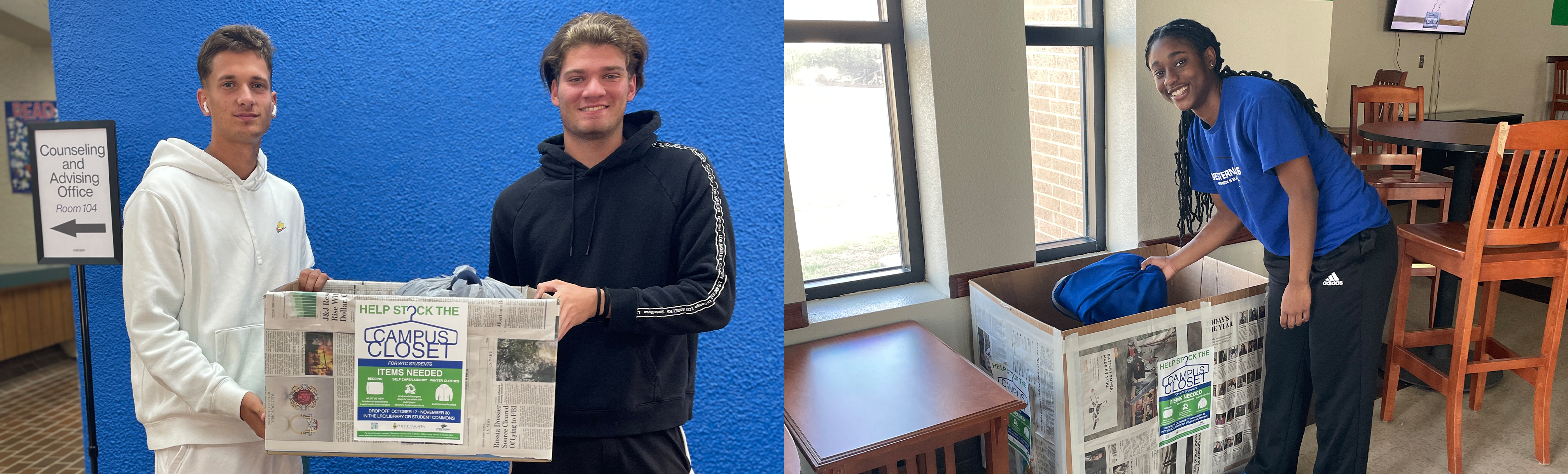 Students with Campus Closet donation box
