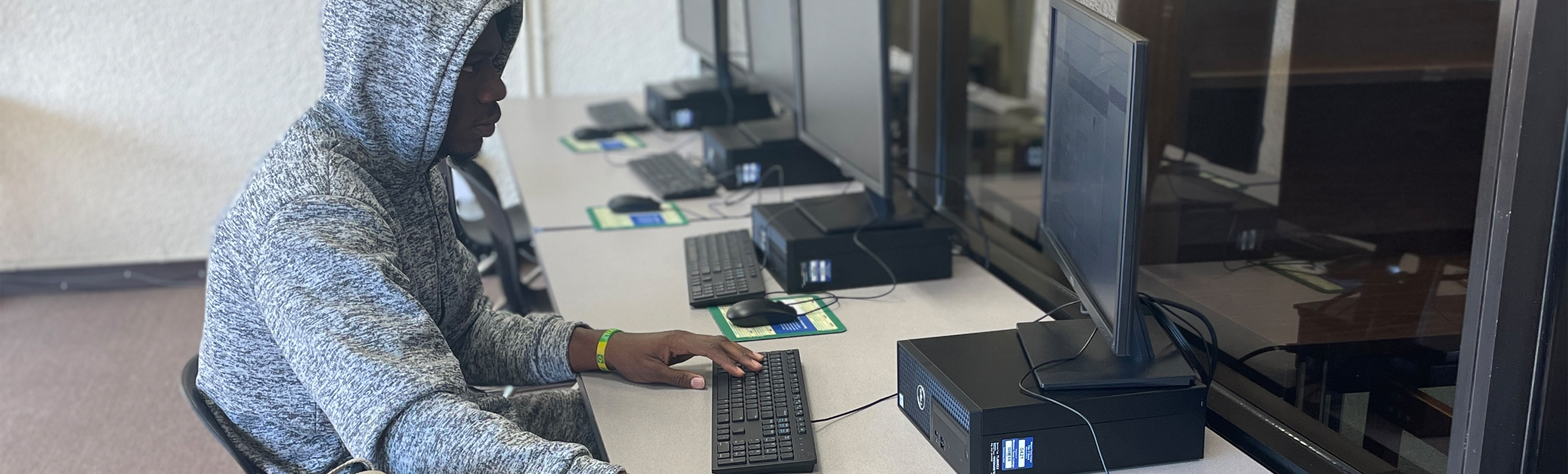 Student on computer